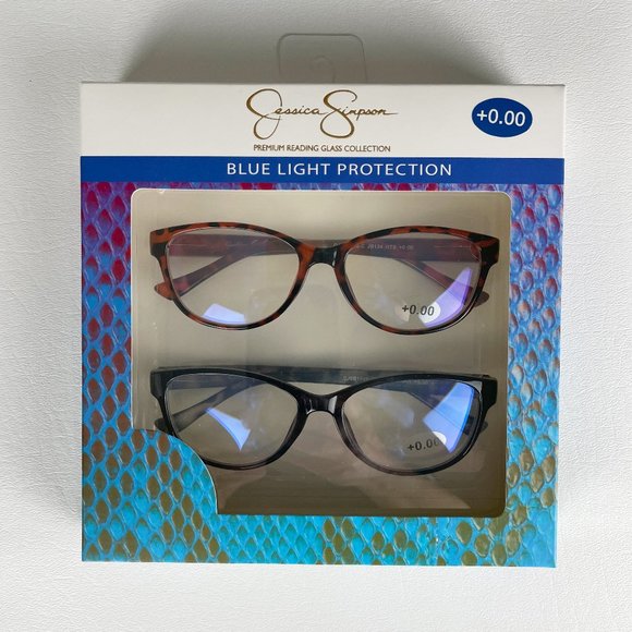 Jessica Simpson +0.00 Blue Light Reading Glasses Black Tortoise - Picture 1 of 3